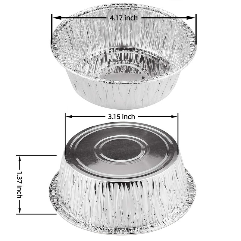 Oopsu 100 Pack 4" Round Tart Pie Foil Pans - Disposable Aluminum Foil Tart & Pie Tins for Baking, Cooking, Storage or Reheating - Image 2